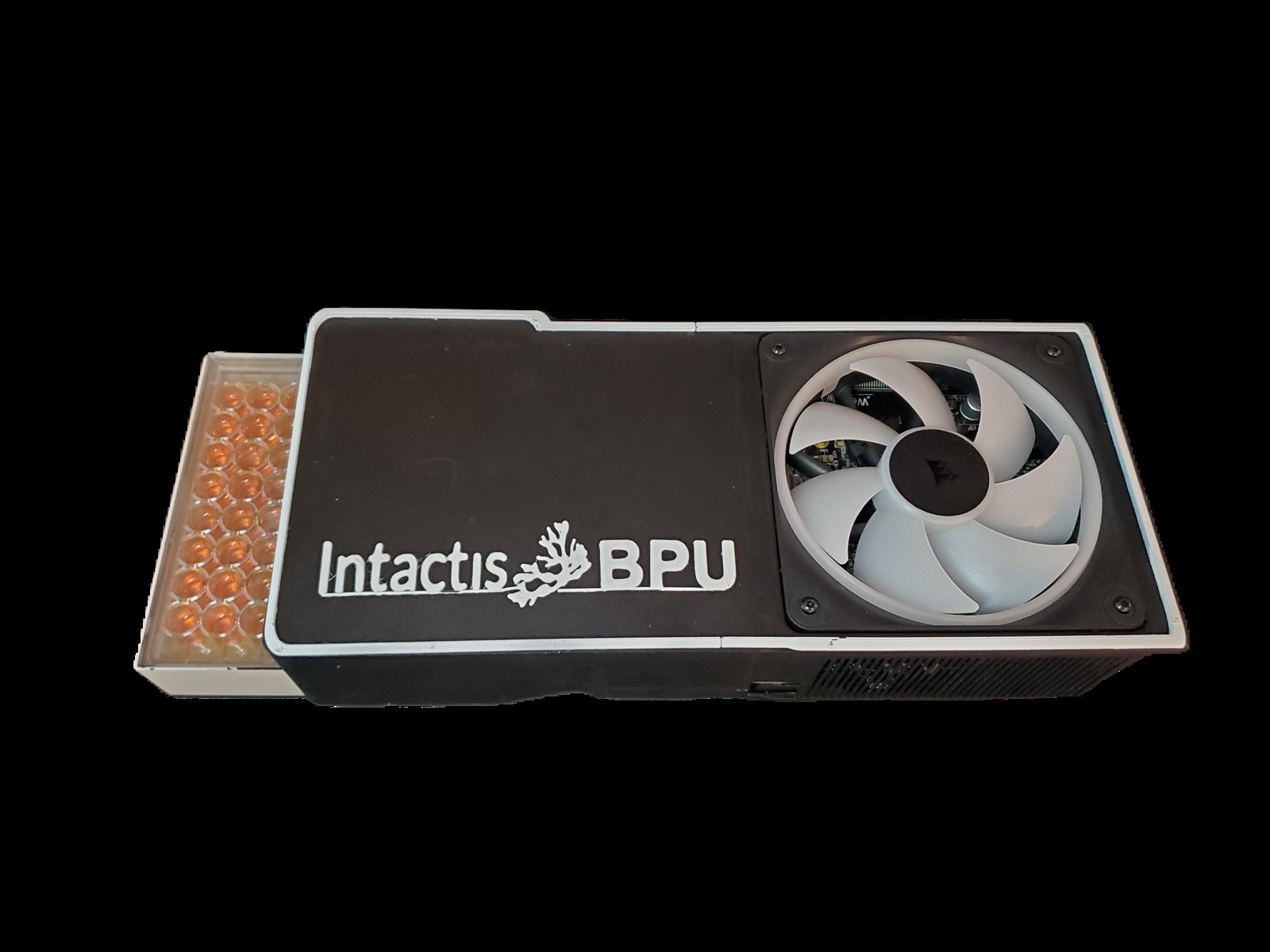 The Intactis BPU — biological processing unit with live neural culture well-plate